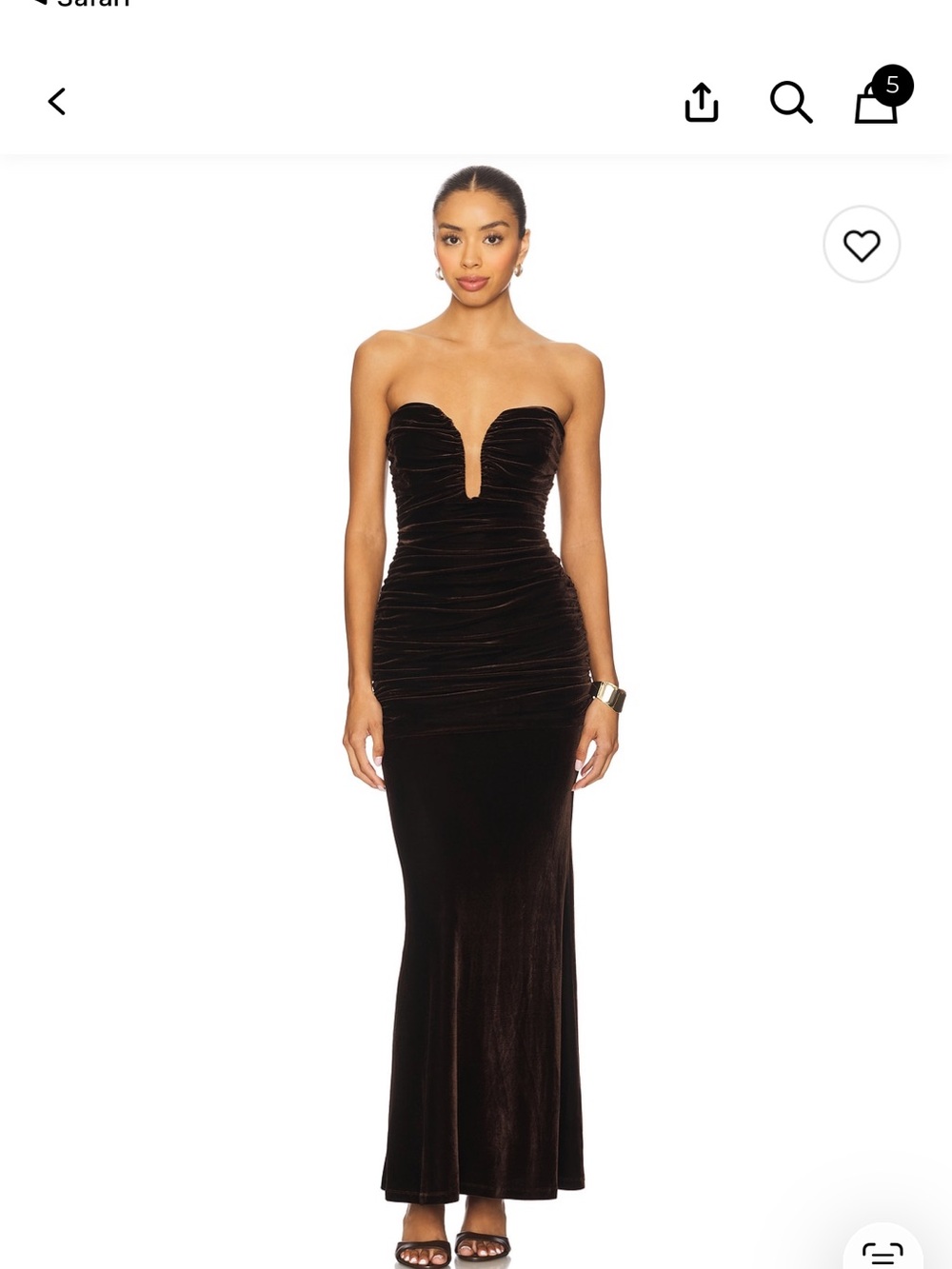 Bardot Strapless Black Velvet Plunge Mermaid Gown